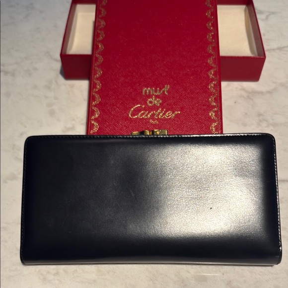 Cartier Black and Gold Leather Clutch - Picture 4 of 12